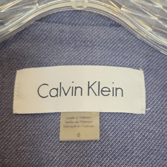 CALVIN KLEIN Blue Vicose Blend Notched Lapel Silvertone Grommet Detail Blazer - Picture 2 of 14